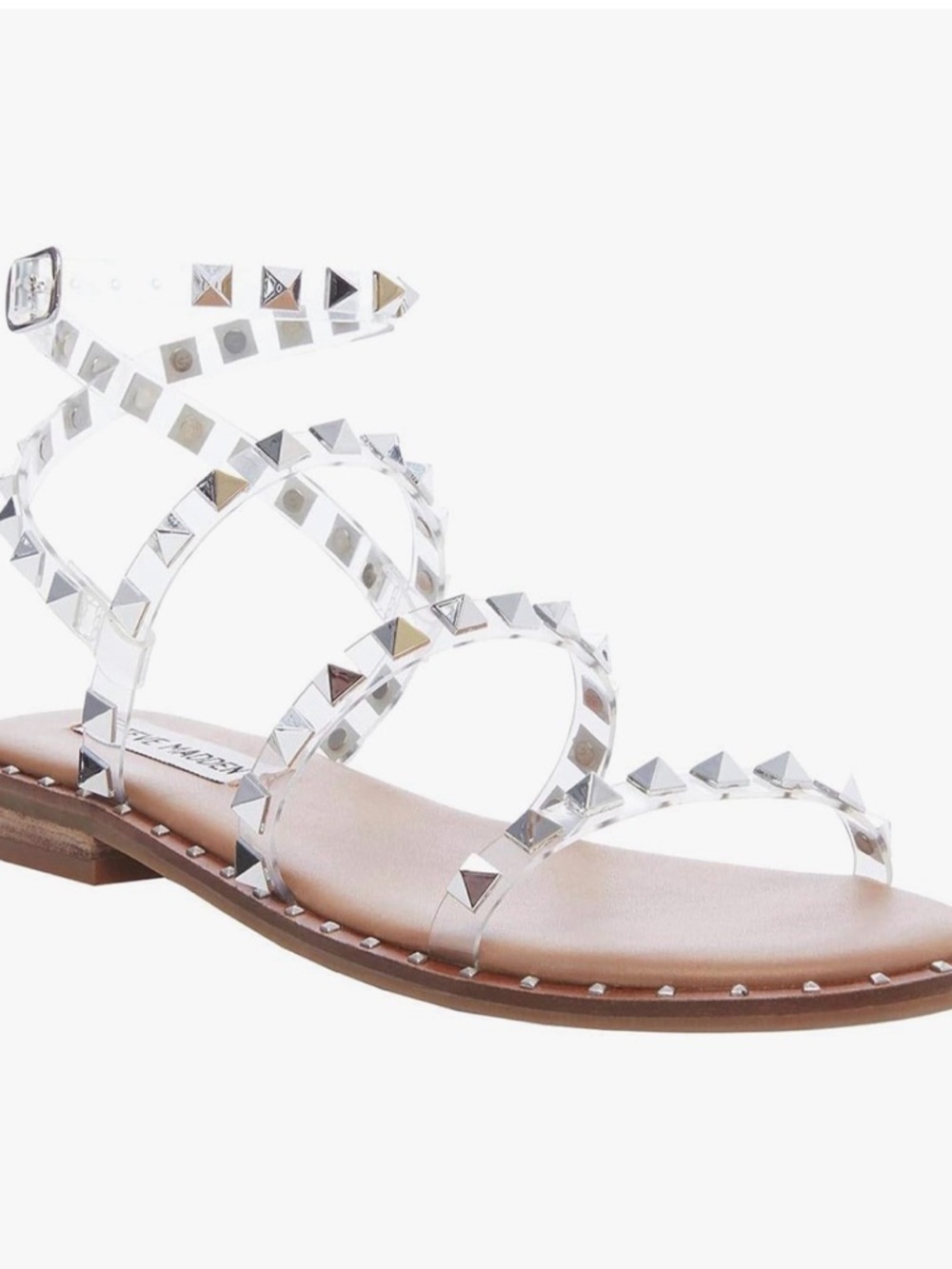 Steve Madden Transport Studded Strappy Sandal Clear 8